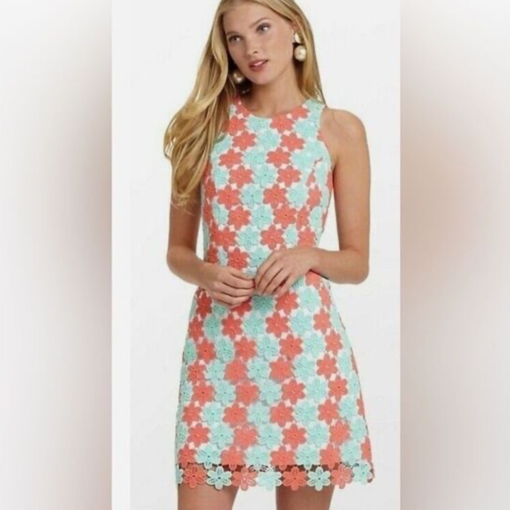 Lilly Pulitzer Orange and Blue Floral Dress